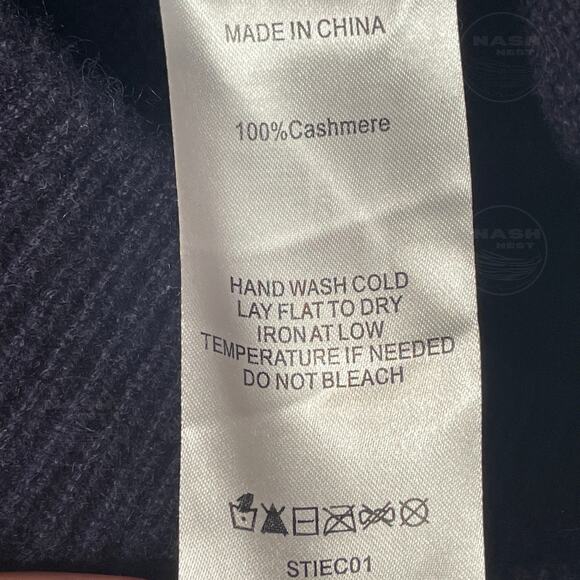 A to Z by Quince Mongolian Cashmere Full Zip Hoodie Sweater | Navy M New NWOT - Picture 9 of 10